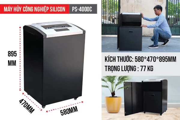 Máy Hủy Tài Liệu Công Nghiệp Silicon PS-4000C